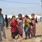 Niños desplazados de la zona de Mosul, en un campo de refugiados.