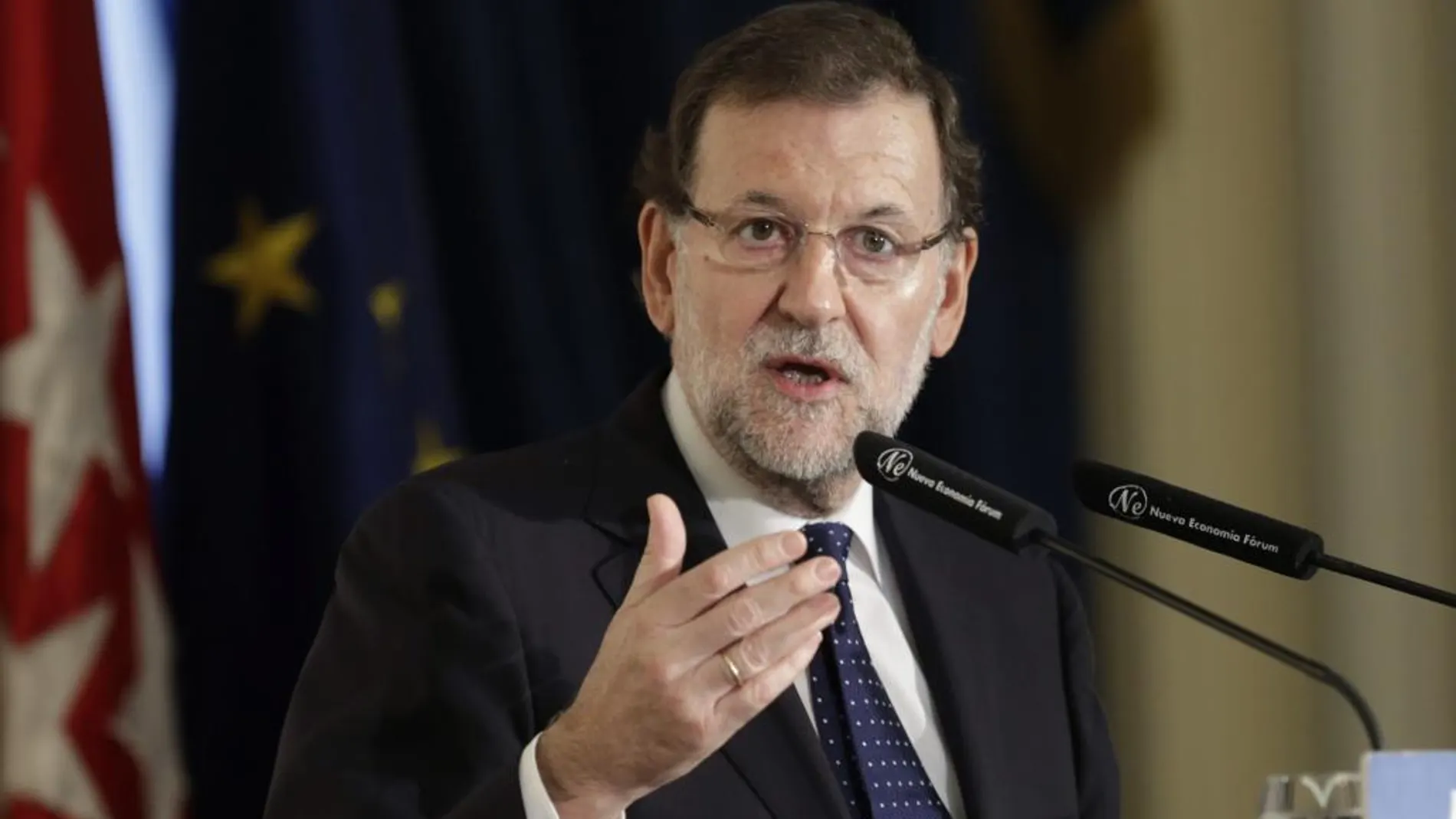 El presidente del Gobierno, Mariano Rajoy, en el desayuno coloquio Nueva Economía Fórum