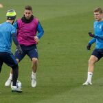 Sergio Ramos, durante la sesión de entrenamiento