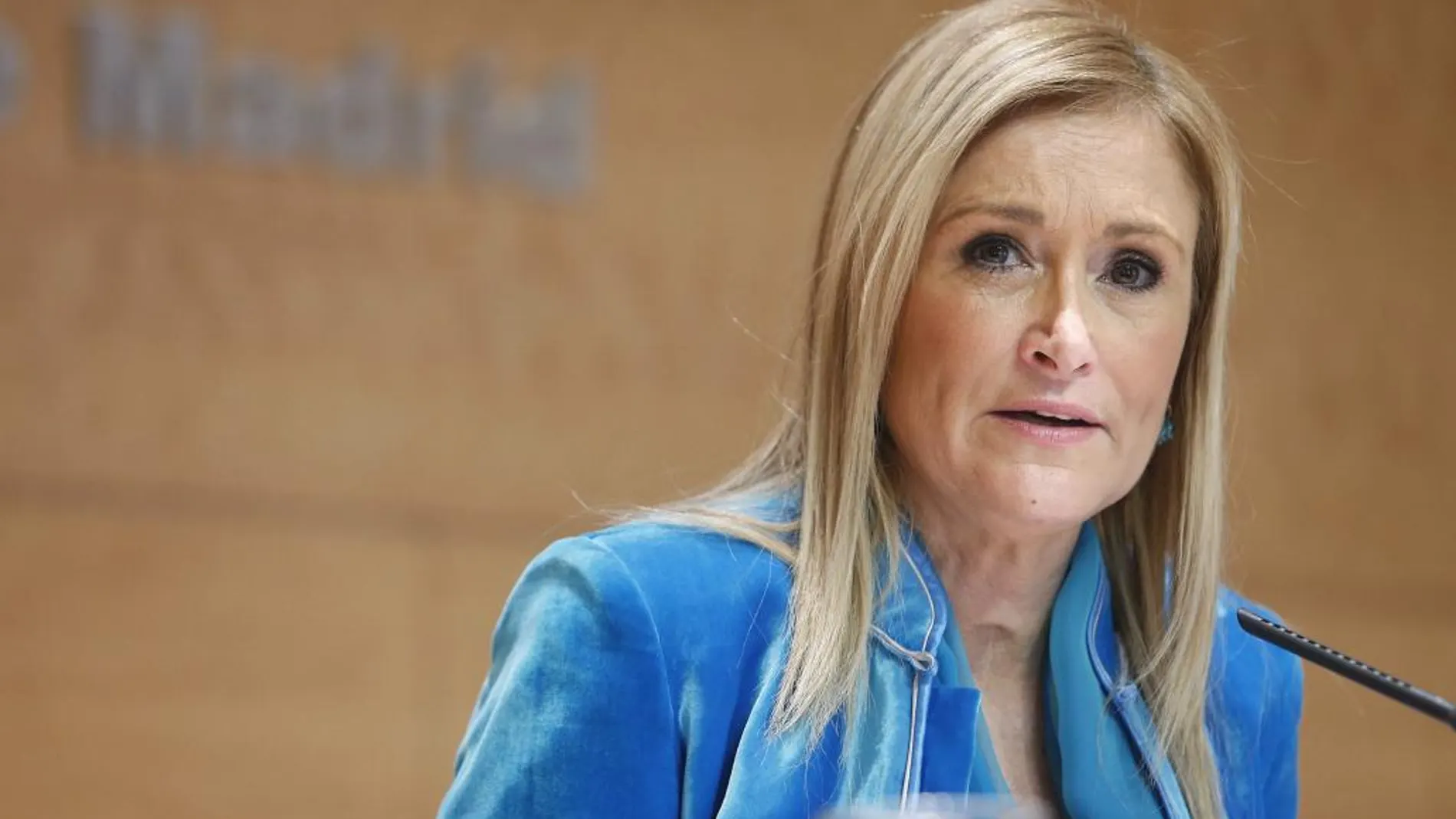 Cristina Cifuentes, durante una rueda de prensa