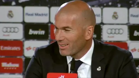 El entrenador del Real Madrid Zinedine Zidane en la rueda de prensa tras el partido