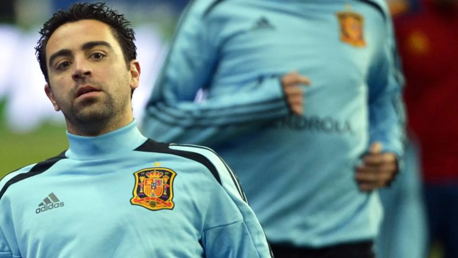 Xavi Hernández, antes de un partido con España