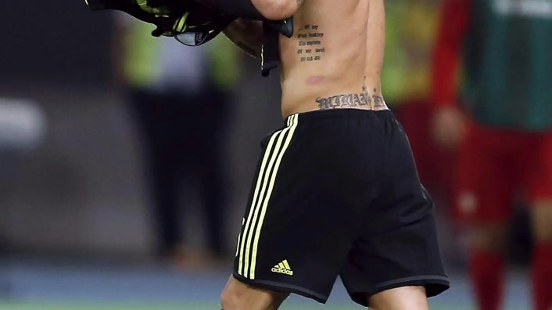 El defensa de la selección española de fútbol Sergio Ramos tras el partido ante Macedonia