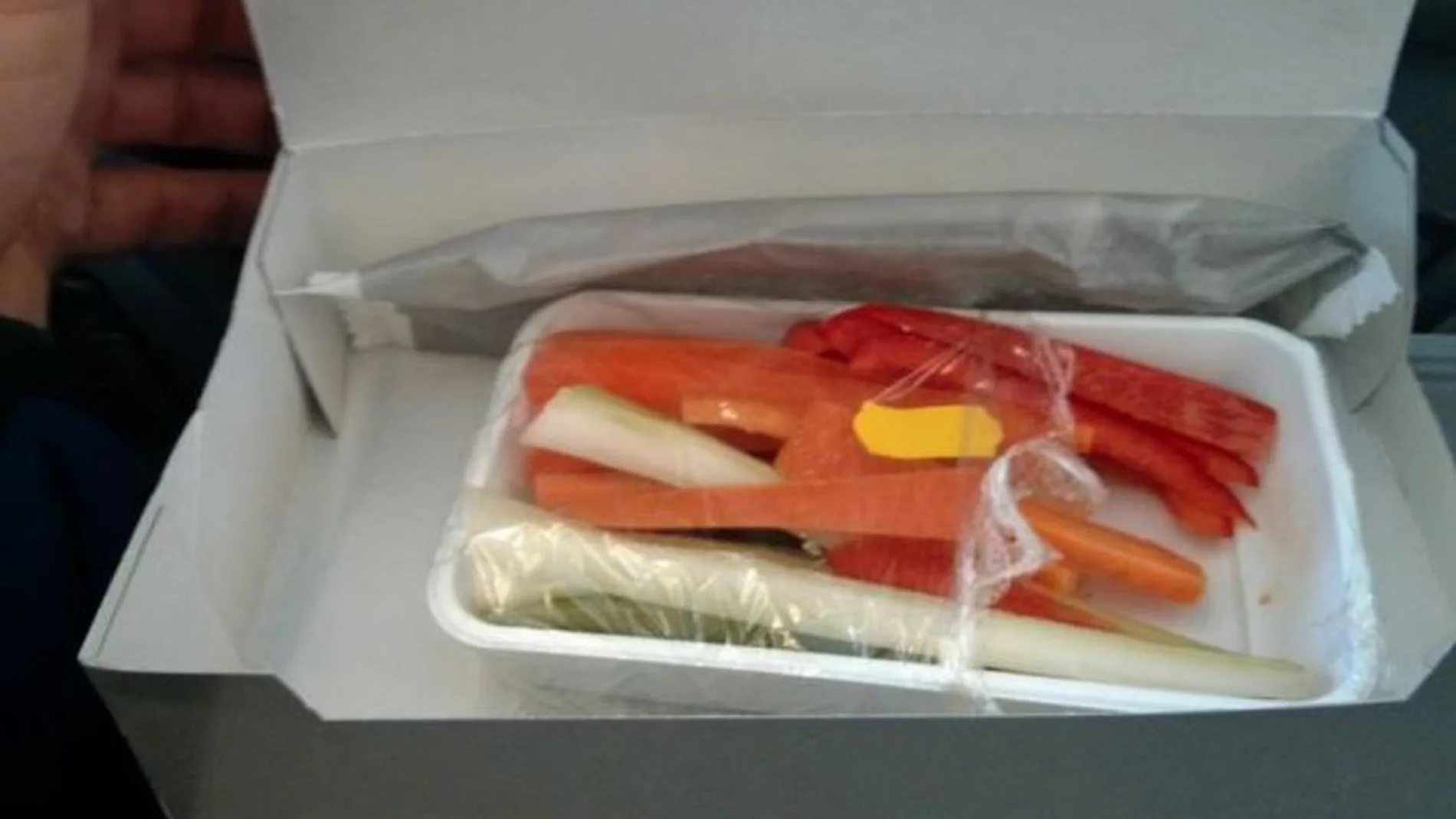 Pidió un menú vegetariano en el avión y esto fue lo que se encontró