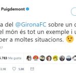 Puigdemont no se puede resisitir y «politiza» la victoria del Girona ante el Madrid