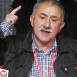 El secretario general de UGT, Pepe Álvarez, en su intervención durante las protestas de diciembre