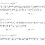 Los mensajes en Twitter entre el embajador británico, Simon Manley, y Oriol Junqueras