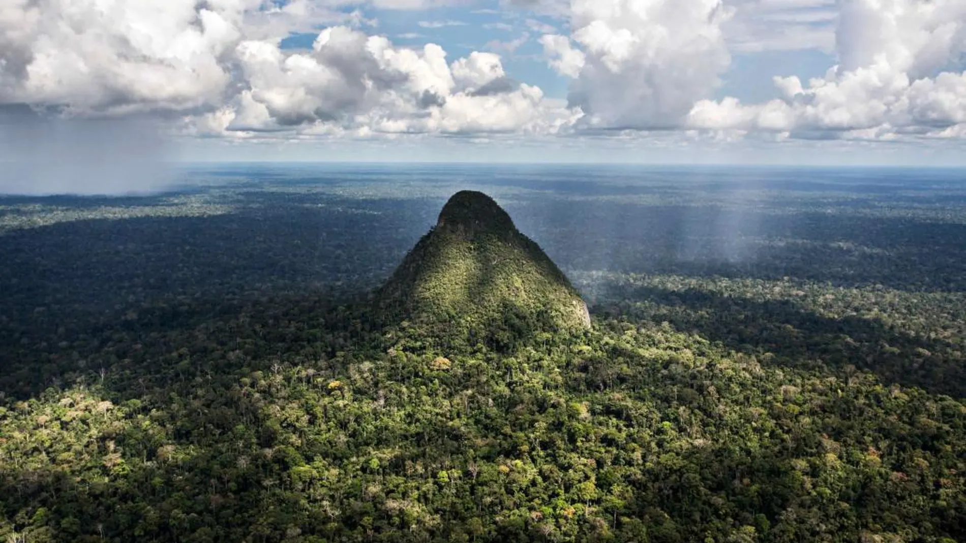 Fotografía sin fecha cedida por El Taller.pe de una vista aérea del cerro en forma de cono mas representativo de la Sierra del Divisor