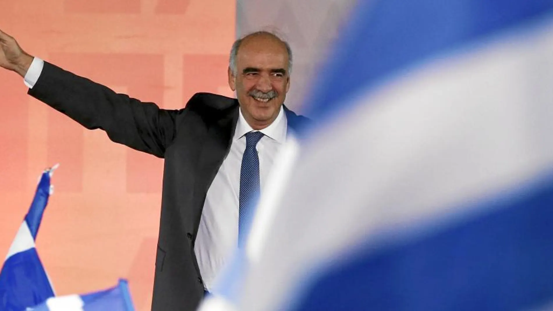 El líder de Nueva Democracia, Meimarakis, ayer en Atenas