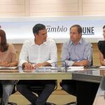Montón durante la Ejecutiva Federal del PSOE pasado mes de agosto junto a Pedro Sánchez