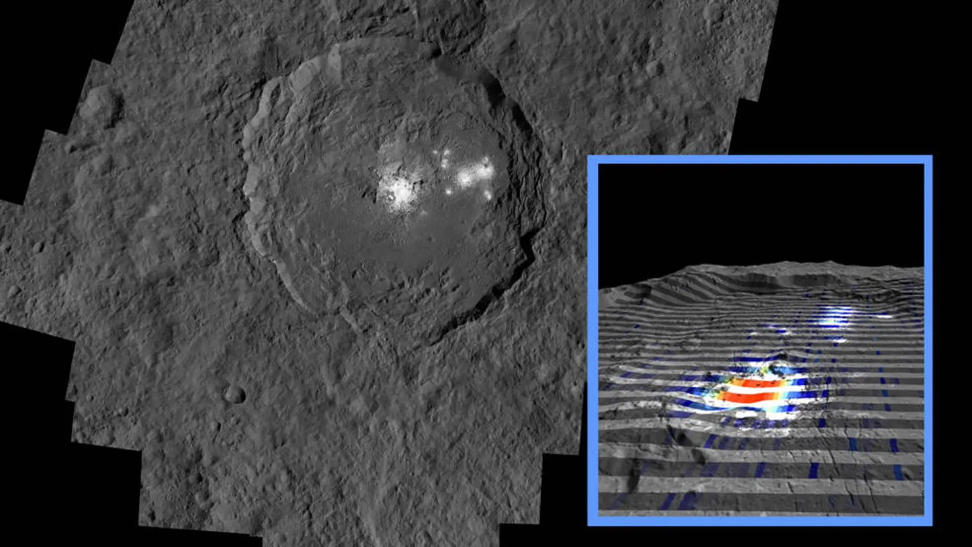 Los puntos brillantes en la superficie de Ceres son principalmente sal