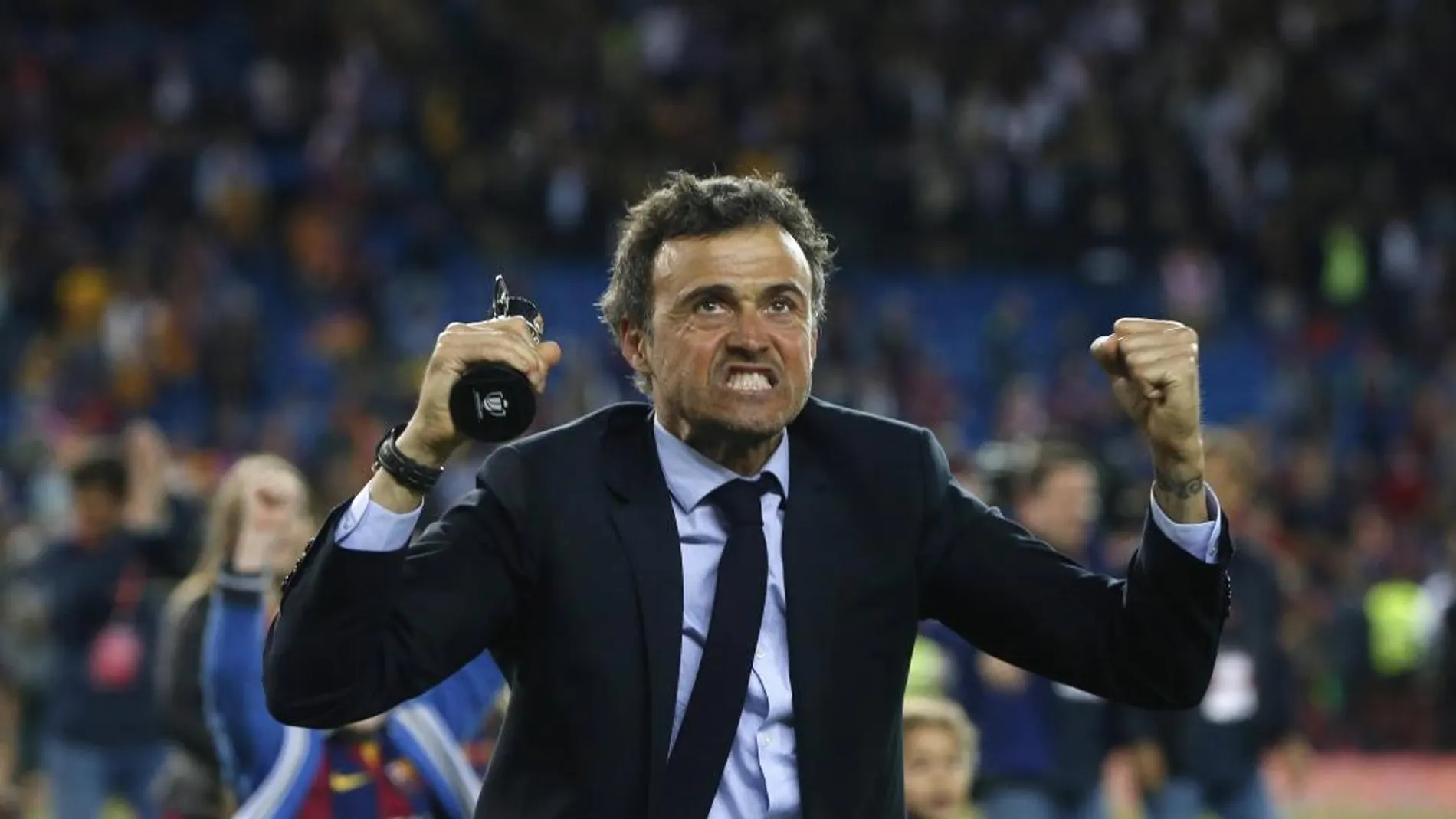 El entrenador del FC Barcelona, Luis Enrique, tras vencer al Sevilla en la final de la Copa del Rey
