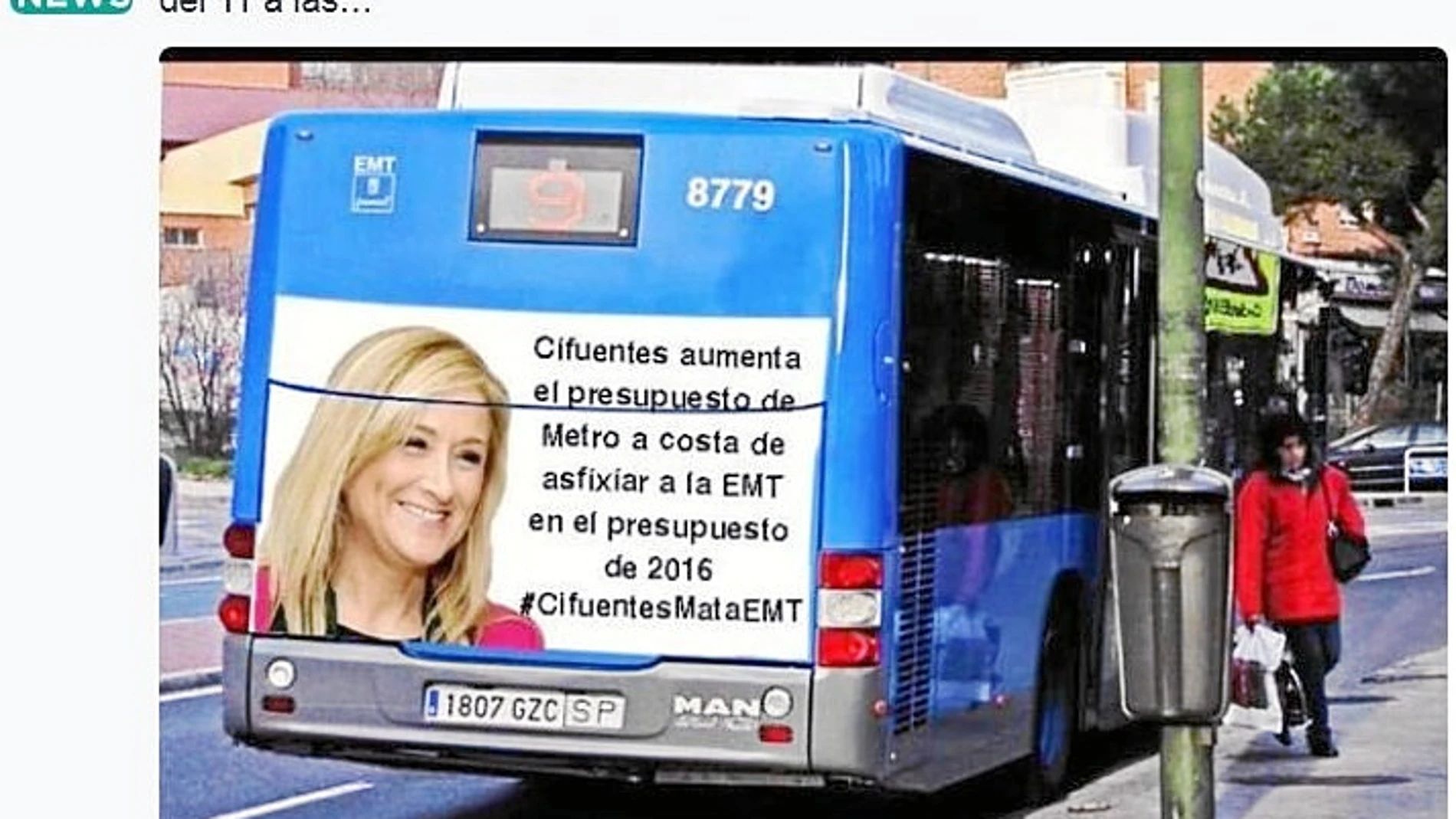 Campaña podemita contra Cifuentes en autobuses y marquesinas de la EMT