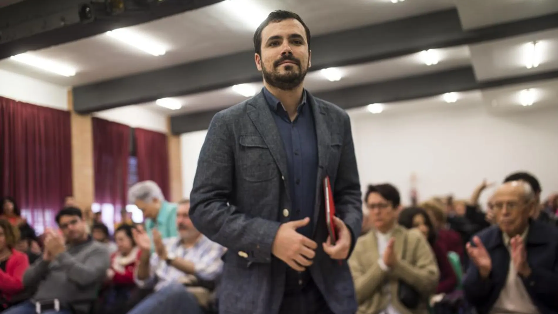 El portavoz de IU en el Congreso, Alberto Garzón, hoy en un homenaje a la lucha antifranquista en Córdoba.