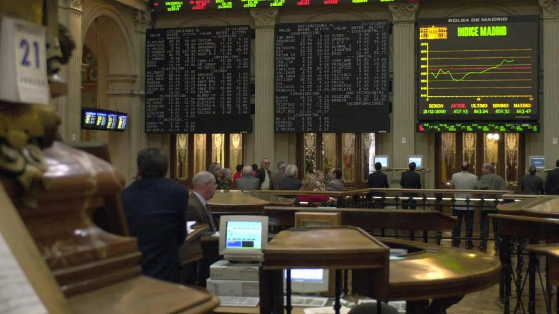 Paneles de la Bolsa de Madrid