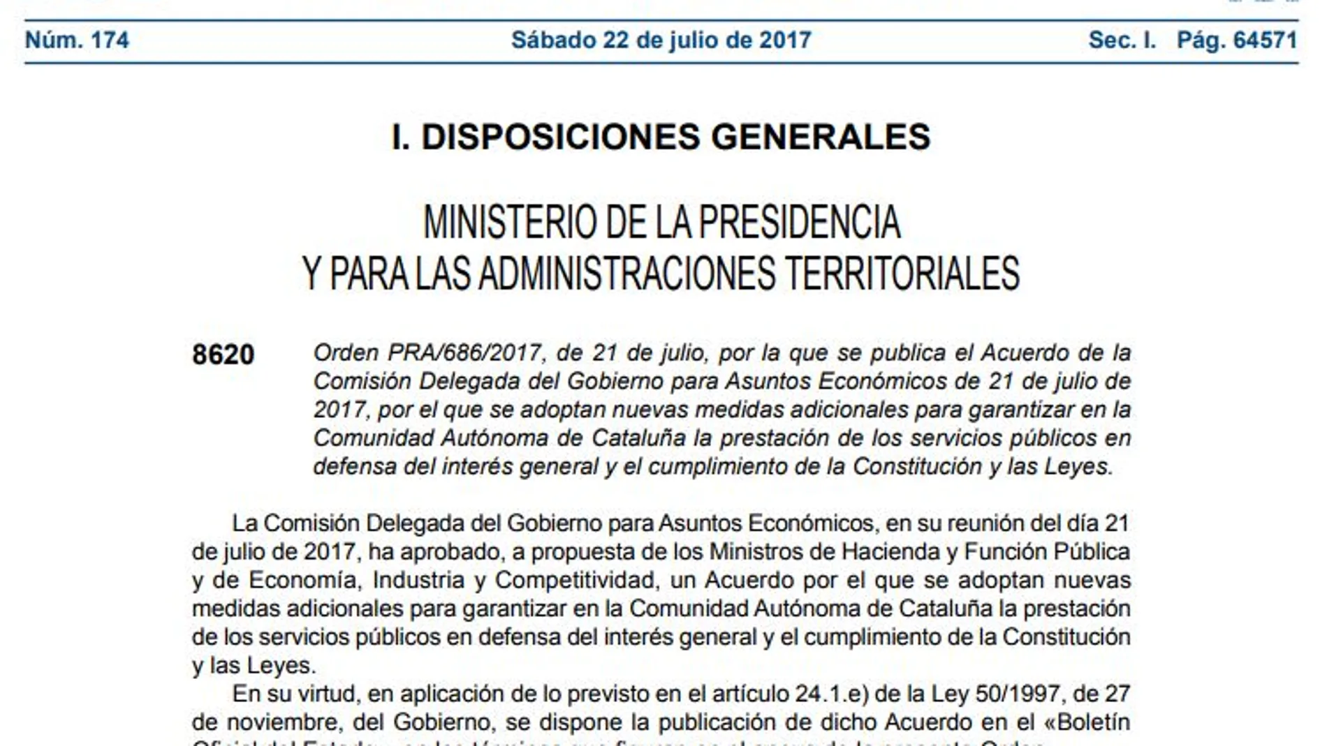 Se publica en el BOE el acuerdo para evitar que la Generalitat financie el referéndum