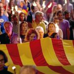 Procesión de antorchas, ayer, como antesala de la Diada