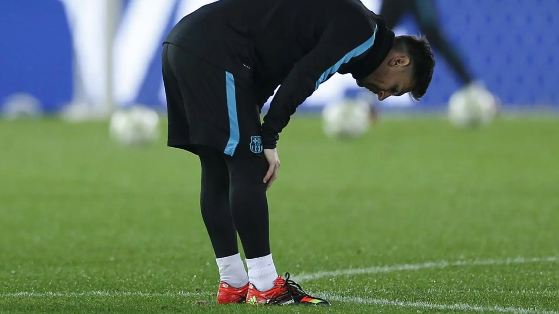 Messi durante el entrenamiento de ayer en Yokohama