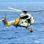 Imagen del helicóptero Super Puma del 802 escuadrón del Ejército del Aire, del servicio de SAR