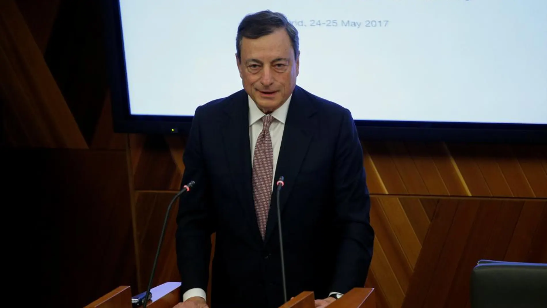 El presidente del BCE en su conferencia de hoy, Mario Draghi