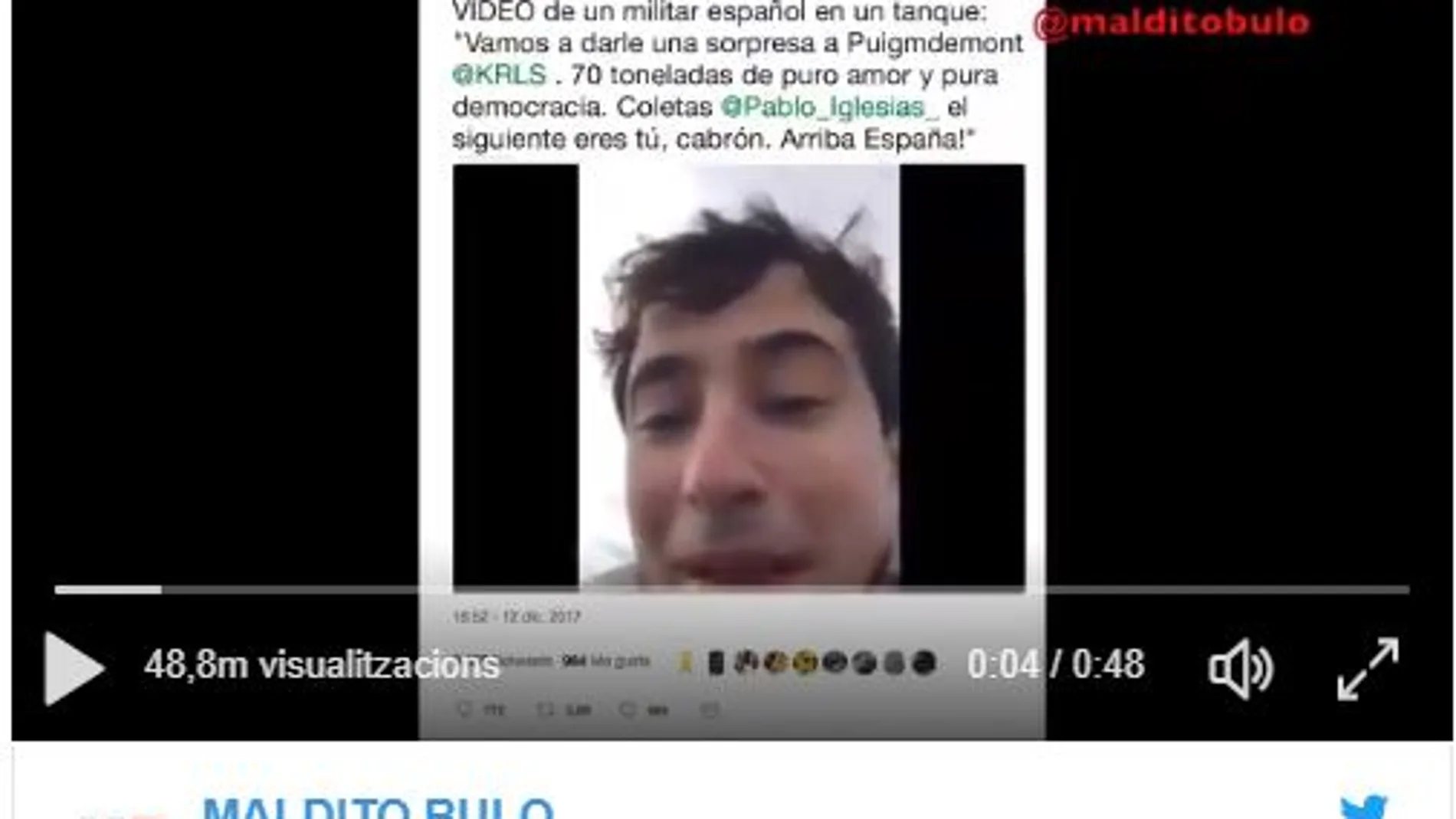 Iglesias y Puigdemont cargan contra el Ejército por un vídeo que en realidad es de un civil