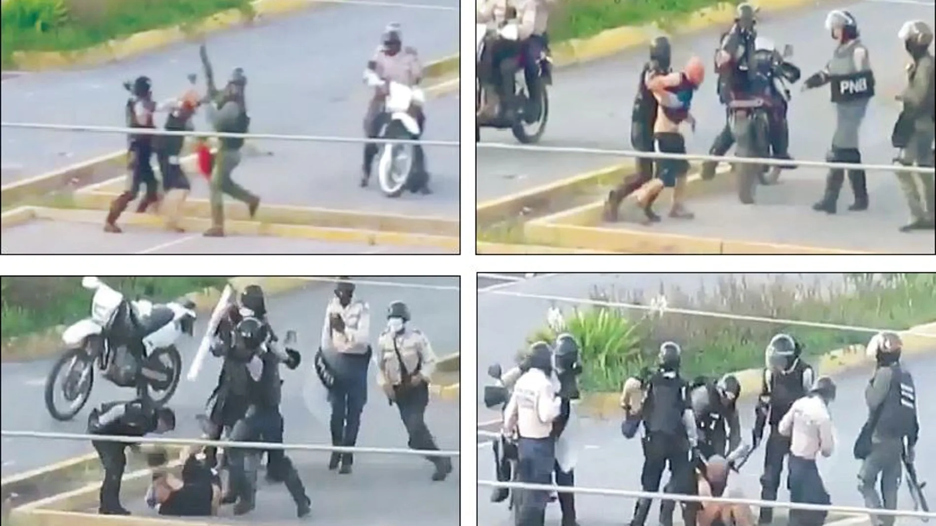 Al menos siete agentes de la Policía Nacional Bolivariana golpean a un hombre y después se lo llevan arrestado
