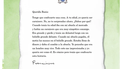 Respuesta de Francisco a la pequeña Basia