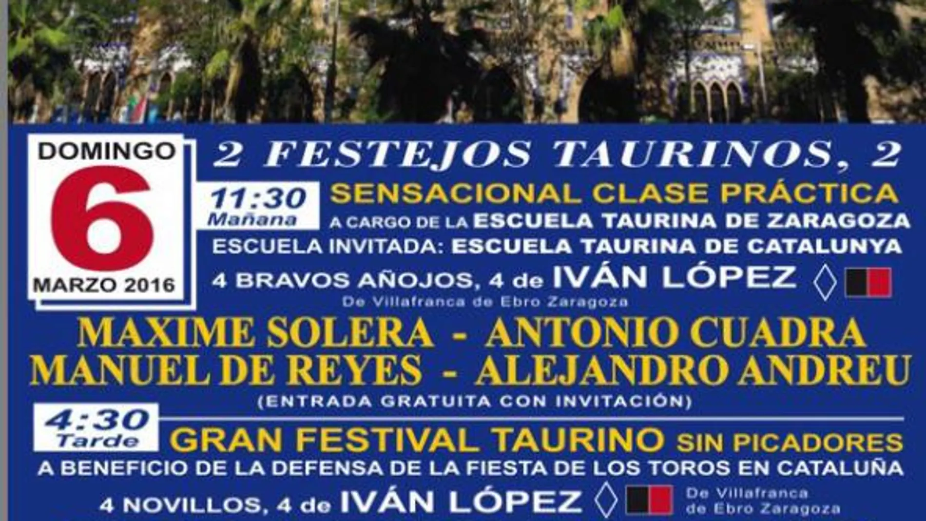 Cartel del festival sin picadores y la clase práctica que acogerá la plaza de toros turolense de Alcáñiz