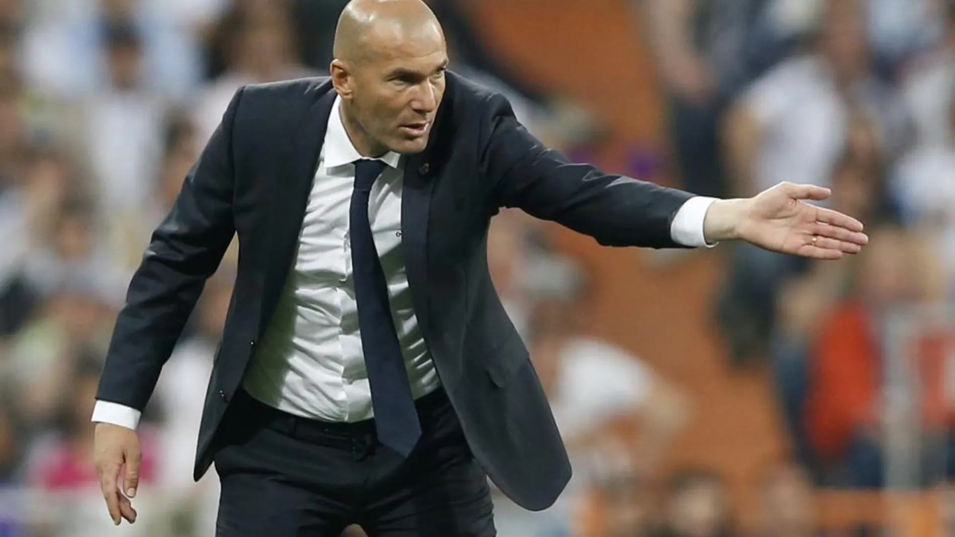 Zinedine Zidane, durante el partido de hoy.