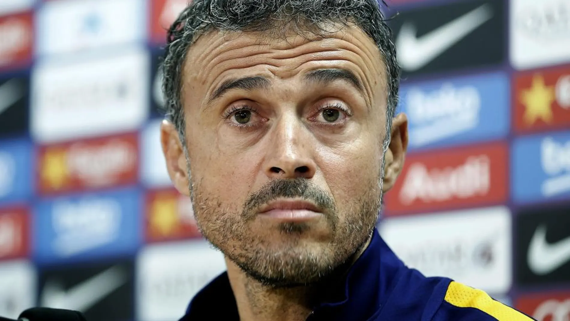 El técnico del Barcelona, Luis Enrique, durante la rueda de prensa