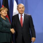 Benjamin Netanyahu y Ángela Merkel en la cancillería de Berlín