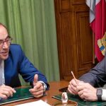 El presidente de la Diputación de Soria, Luis Rey, recibe al de Teruel, Ramón Millán