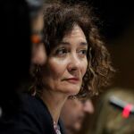 La alcaldes Gloria Fernández Merayo, durante el pleno