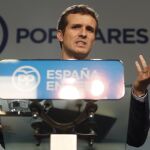Pablo Casado tras la reunión del Comité de Dirección del partido, hoy en la sede de Génova
