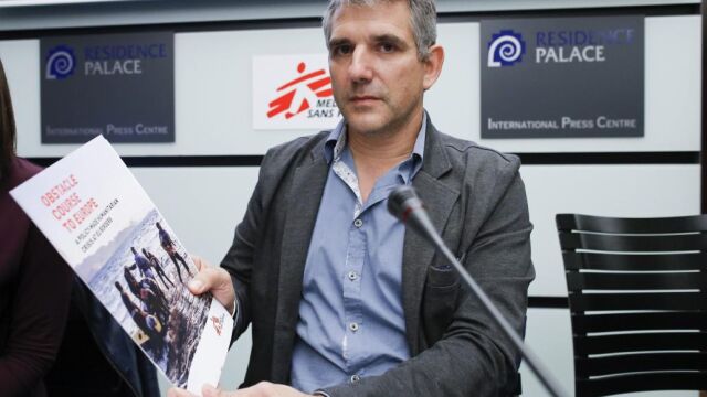 El Secretario General de «Médicos sin Fronteras», Jérôme Oberreit, ofrece una rueda de prensa en Bruselas, Bélgica
