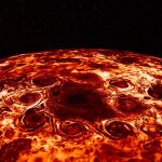 Fotografía facilitada por la NASA, de los ciclones gigantes que sus científicos responsables de la misión Juno han encontrado en el polo norte de Júpiter, datos que revelan irregularidades inesperadas, regiones con un campo magnético más intenso y diferencias apreciables entre el polo norte y el sur