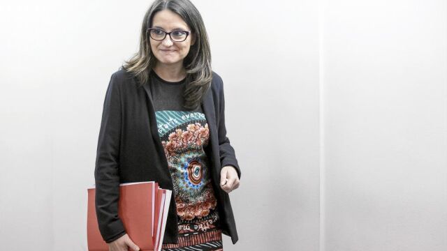 La vicepresidenta del Consell ayer antes de la rueda de prensa para informar de los temas tratados en el pleno