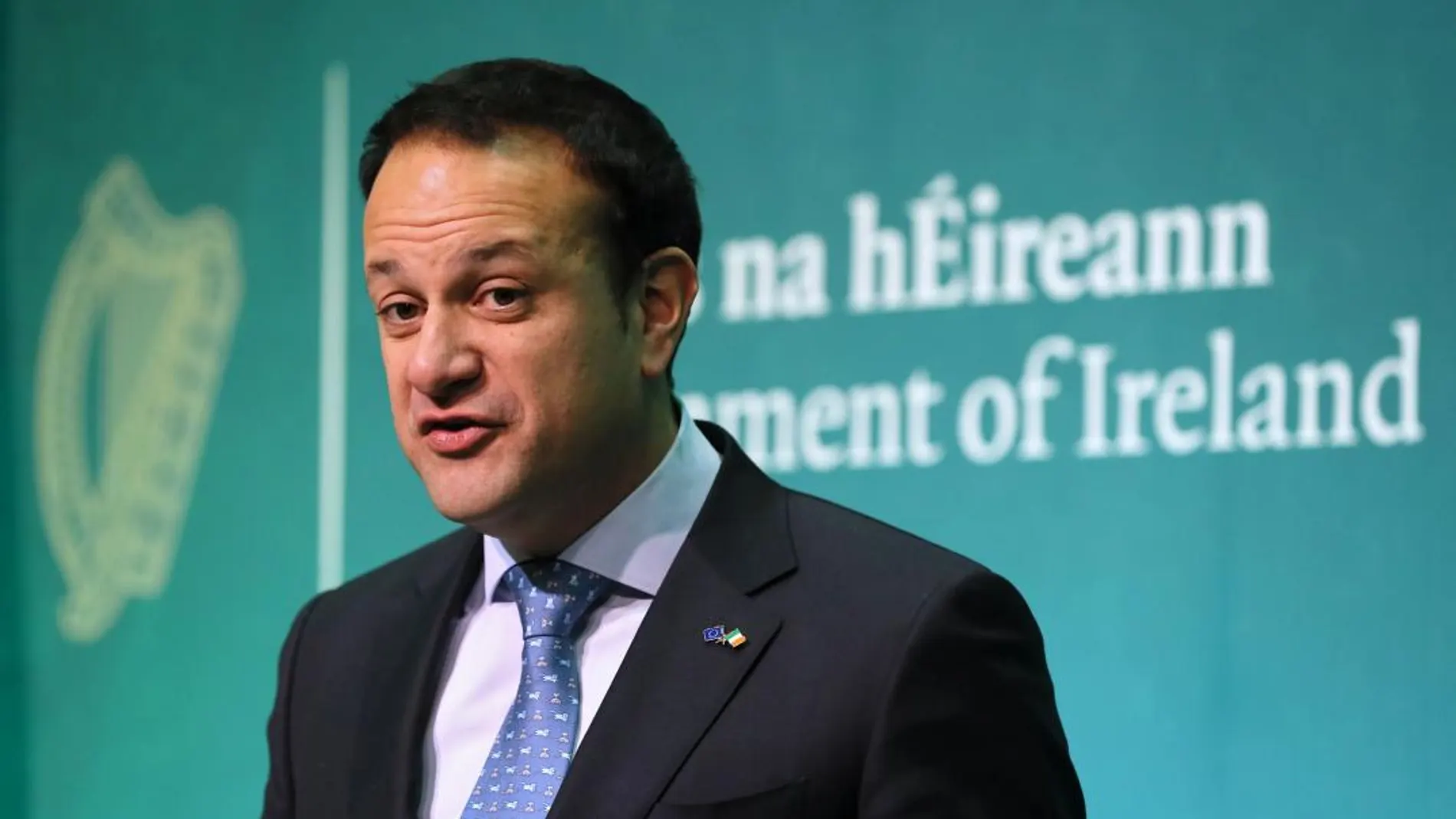 El primer ministro irlandés, Leo Varadkar, hoy en una rueda de prensa