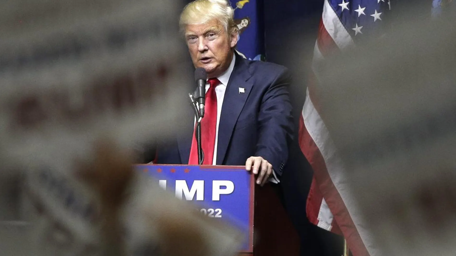 Donald Trump durante un mitin de campaña en Bethpage