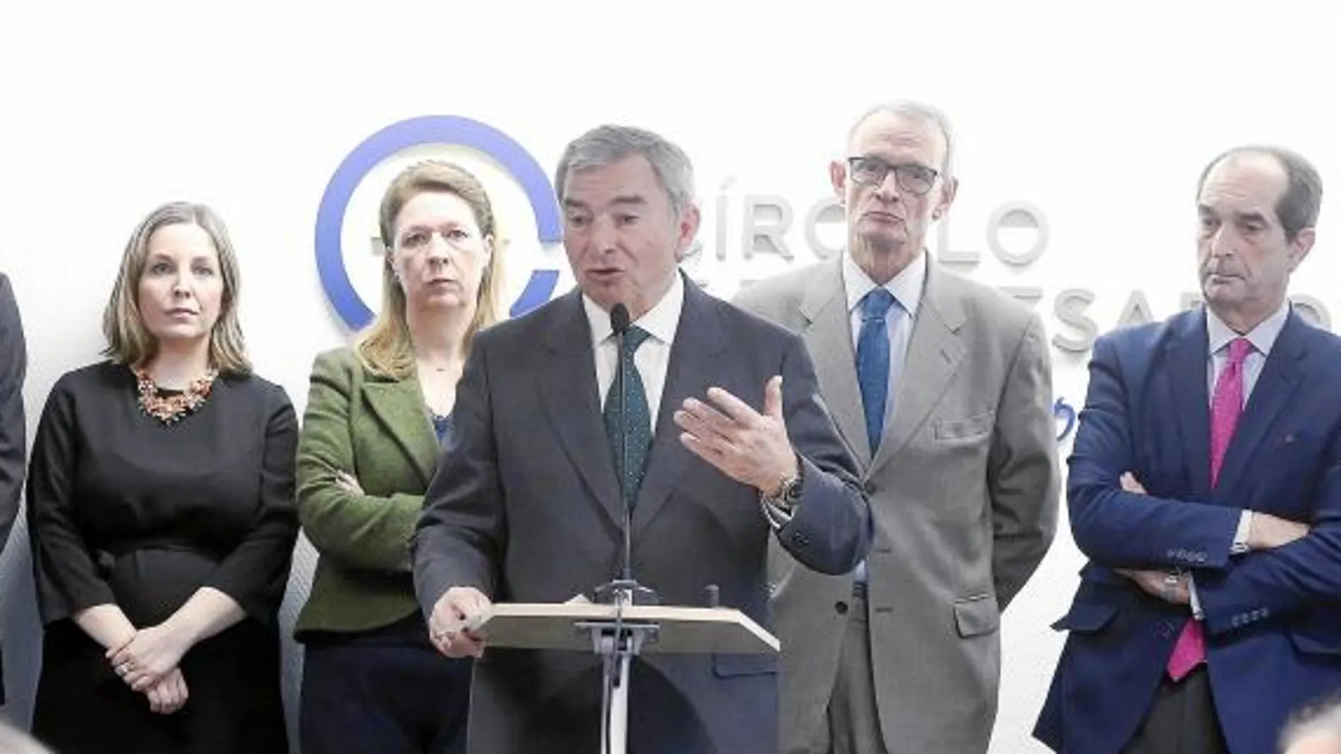 El presidente del Círculo de Empresarios, Javier Vega de Seoane, durante su intervención de ayer, en Madrid