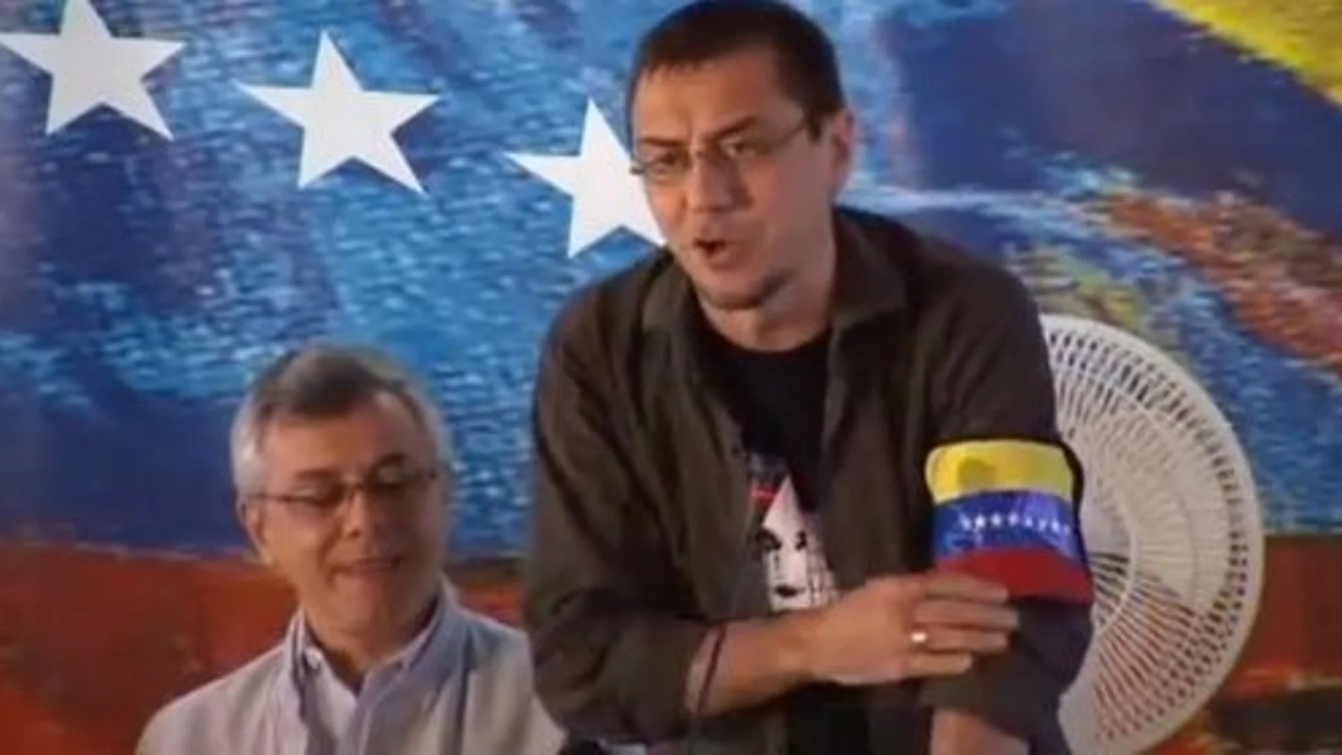Juan carlos Monedero, días después de la muerte de Chávez en marzo de 2013 durante una mesa redonda en Caracas