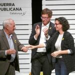 Ernest Maragall, Carles Mundó y Marta Rovira en un acto de ERC, ayer, en Tarragona