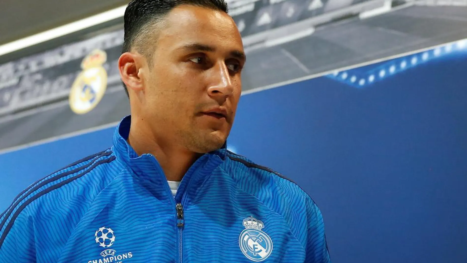 El portero costarricense del Real Madrid Keylor Navas durante la rueda de prensa posterior al entrenamiento