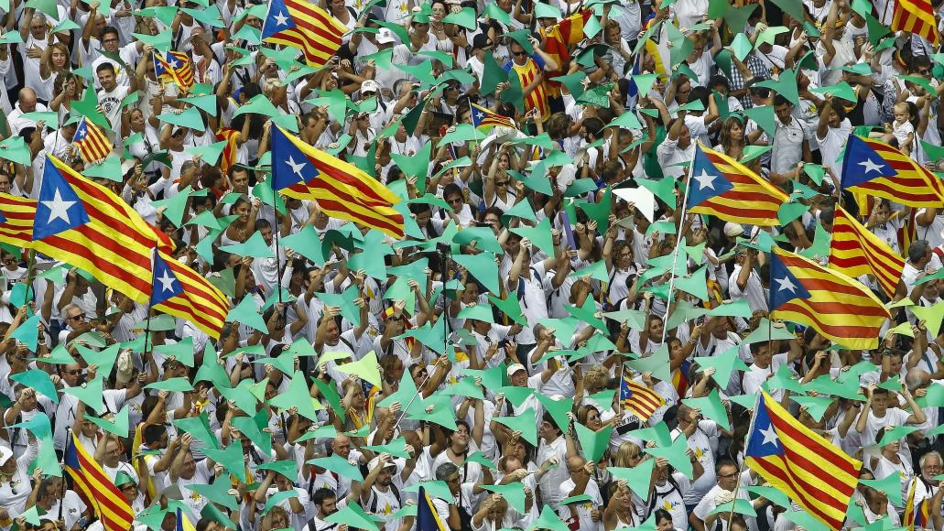 Vista de la manifestación con motivo de la Diada de Cataluña.