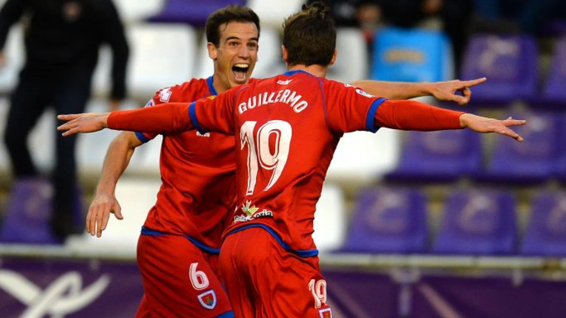 Guillermo celebra el gol de la victoria para el Numancia