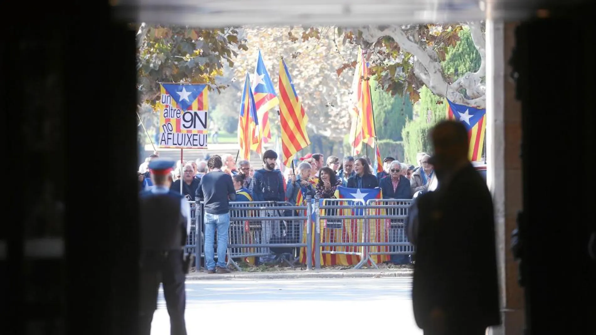 Manifestantes a favor de la independencia se concentraron ayer a las puertas del Parlament