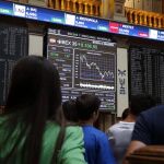 Panel informativo de la Bolsa de España