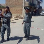 La Policía afgana en lugar del atentado.