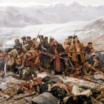 Recreación de William Barnes Wollen de los últimos supervivientes del 44 Regimiento británico en la batalla de Gandamak (1842)