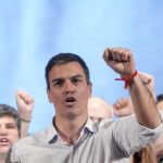 El ex secretario general del PSOE Pedro Sánchez en un acto de campaña
